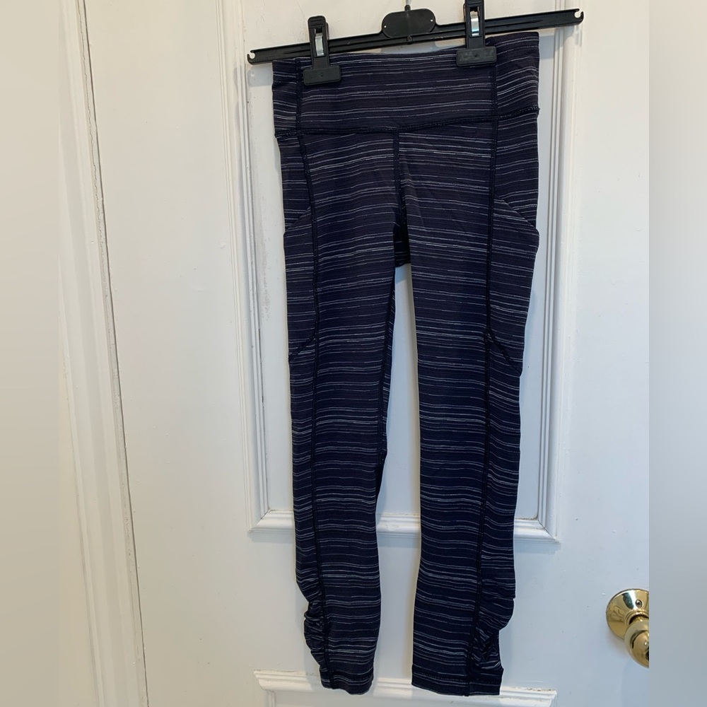 Lululemon navy striped leggings. Size 2
